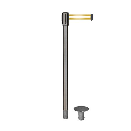 MONTOUR LINE Retractable Belt Removable Stanchion, 2ft Sat.Steel Post  11ft. Y Ref. MX530R-SS-YRH-110